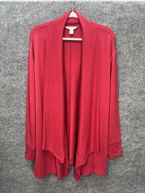 Athleta Pranayama Restore Wrap Womens XL Red Open Cardigan Waterfall Pockets